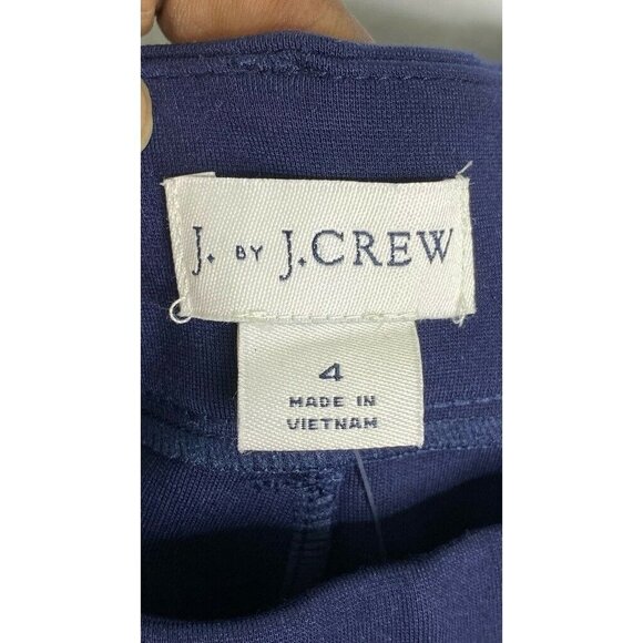 J Crew Womens Ponte Cropped Pants Navy Blue Stretch Pockets Mid Rise 4 New - Picture 6 of 9